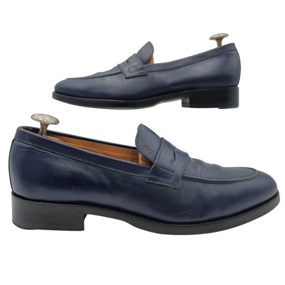 Gianni Gallucci Mens 11.5 / 44.5EU Navy Leather Dress Shoes Luxury Loafers $2211 main image 4